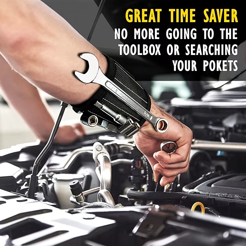 Metrixo MagGrip™ – Heavy-Duty Magnetic Wristband (15 Magnets + Double Pockets)