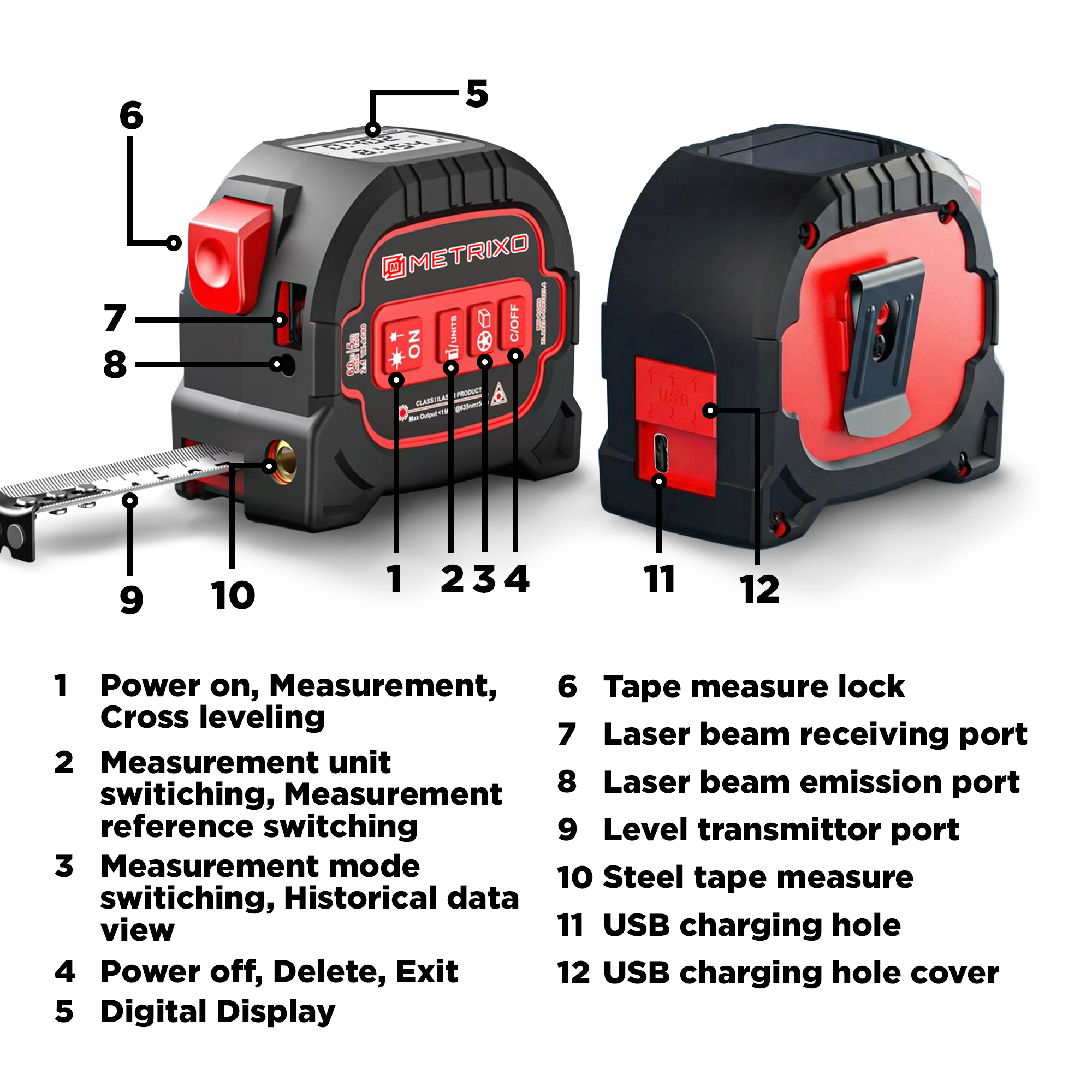 Metrixo MEZZO™ — The Next-Gen 3-in-1 Laser Tape Measure (60m Digital Precision)