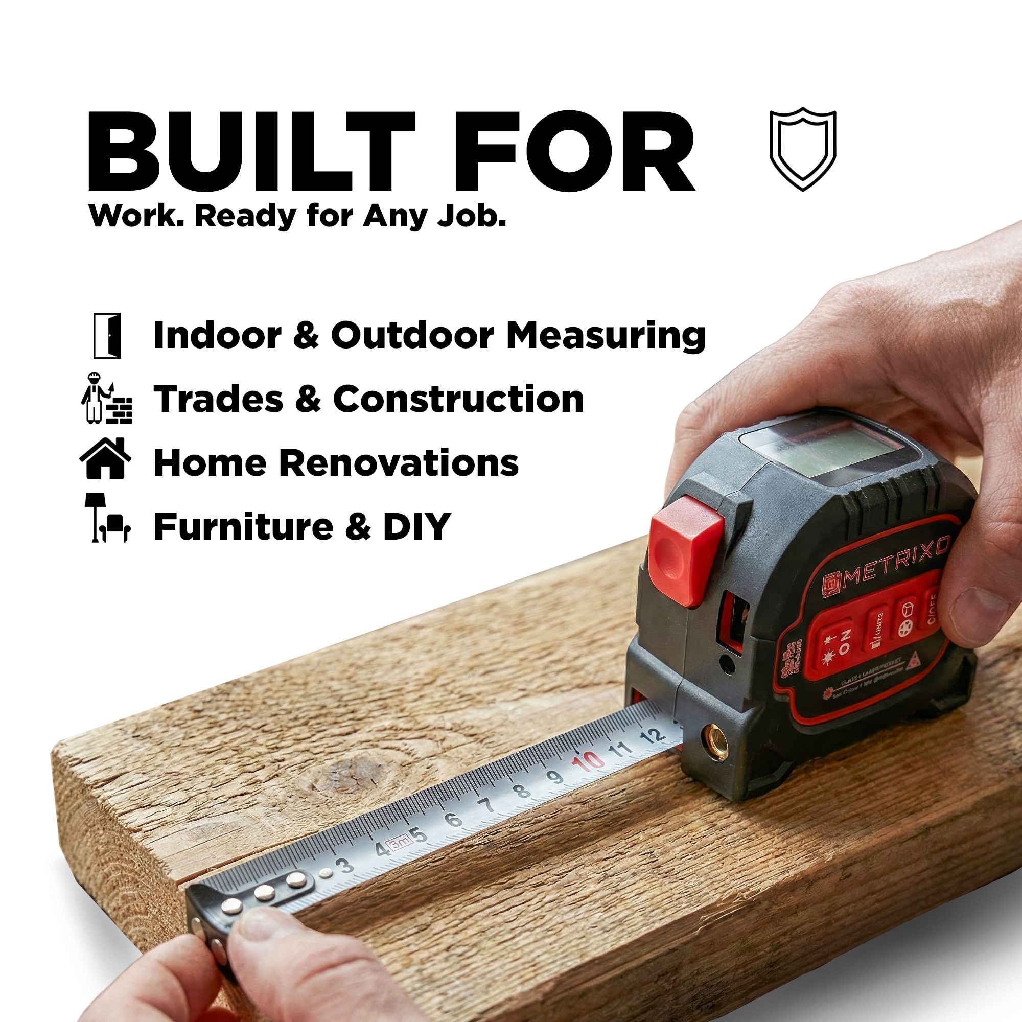 Metrixo MEZZO™ — The Next-Gen 3-in-1 Laser Tape Measure (60m Digital Precision)